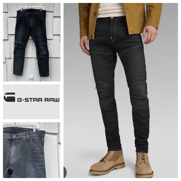 G Star Raw 5620 3D Zip Knee Skinny Moto Mens Jeans Black Size‎ 31x30